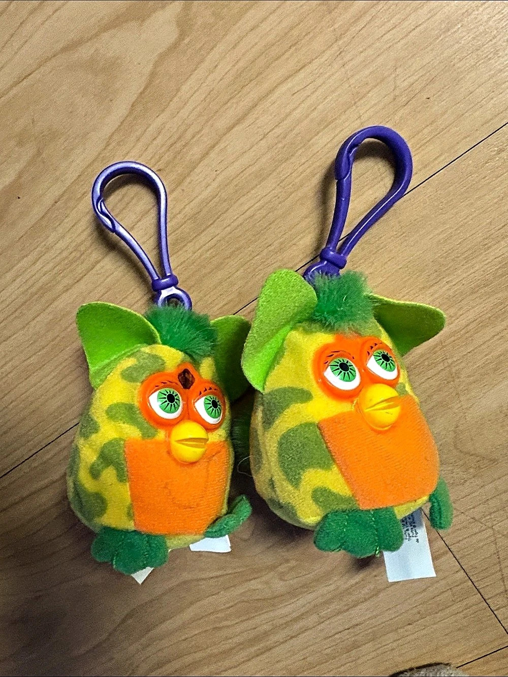 Furby Plush Keychain Pair Green & Orange
